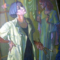 Л.-Оборина.-Художник-и-модель-автопортрет.-Холстмасло.-120х100.-2003-год